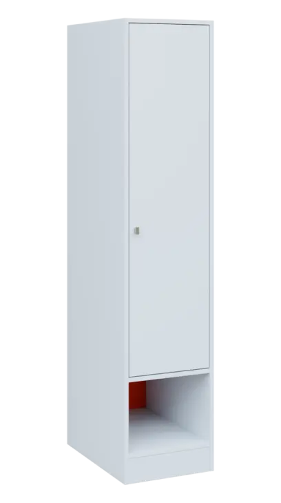 QN 5 - 4STN skříň šatní, 1-dveřová, pravá, výsuvné ramínko, 1830x400x600, bílá/pomeranč